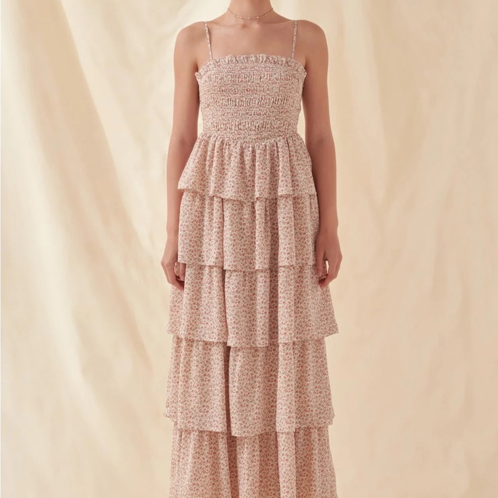 Free the Roses Pink Floral Tiered Dress